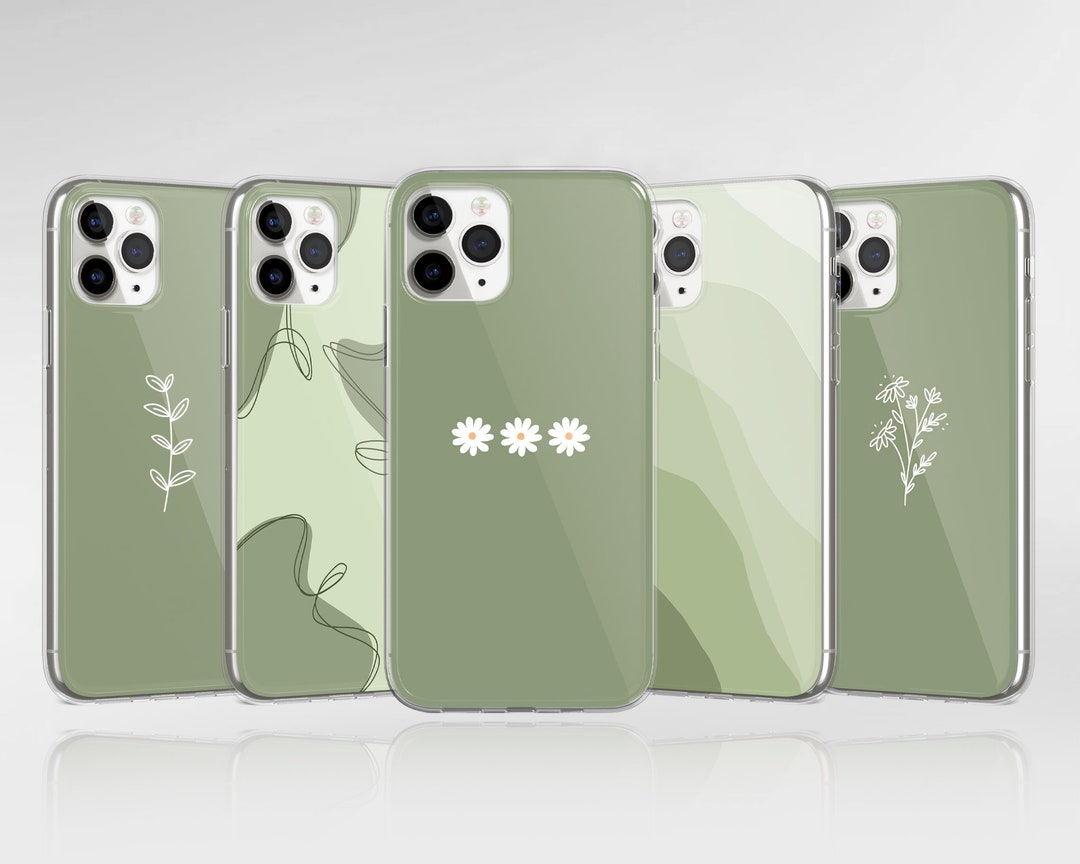 Sage Green Phone Case Minimalist Cover Fit for iPhone 15 Pro Max, 14