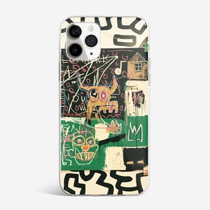 Basquiat Art Phone Case Abstract Cover adapté pour iPhone 15 Pro Max, 14, 13, 12, 11, XR, 8, 7 et Samsung S23, S22, A14, A54 1