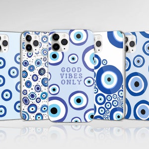 Evil Eye Phone Case Amulet Talisman Cover fit for iPhone 16 Pro Max 15 14 13 12 11 XS Plus Samsung S25 S24 A55 A54 Pixel 9 Pro 8