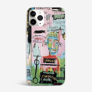 Basquiat Art Phone Case Abstract Cover adapté pour iPhone 15 Pro Max, 14, 13, 12, 11, XR, 8, 7 et Samsung S23, S22, A14, A54 5