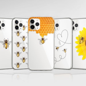 Bee Phone Case Sunflower Bumble Bee Cover fit For iPhone 16 Pro Max 15 14 13 12 11 XS Plus Samsung S25 S24 A55 A54 Pixel 9 Pro 8