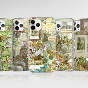 Custodia per telefono Frog and Toad, collage verde estetico, adatta per iPhone 16 Pro Max 15 14 13 12 11 XS Plus Samsung S25 S24 A55 A54 Pixel 9