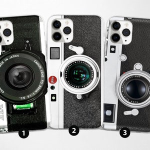 Retro Camera Phone Case Vintage Lens Cover fit for iPhone 15 Pro Max, 14, 13, 12, 11, XR, 8+, 7 & Samsung S23, S22, A14, A54