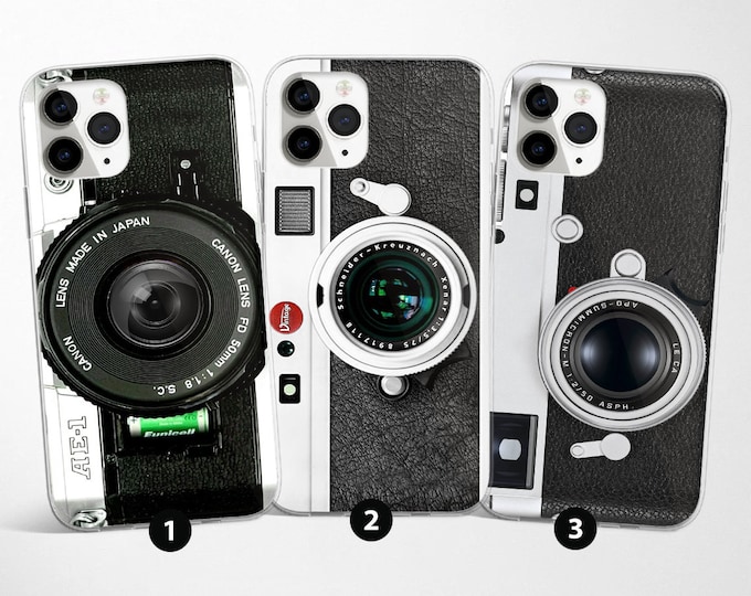 Retro Camera Phone Case Vintage Lens Cover fit for iPhone 17 Pro Max, 16e, 15, 14, 12 & Samsung S25 Ultra, S24 FE, A56, Pixel 9 Pro 8
