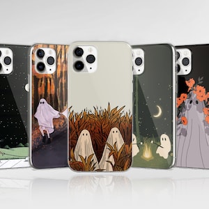 Aesthetic Ghost Phone Case Spooky Art Cover fit for iPhone 16 Pro Max 15 14 13 12 11 XS Plus Samsung S25 S24 A55 A54 Pixel 9 Pro 8