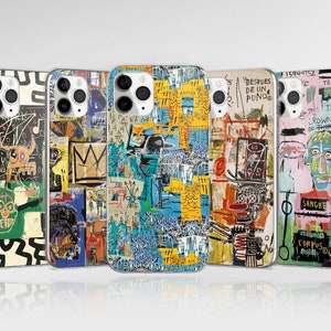 Basquiat Art Phone Case Abstract Cover adapté pour iPhone 15 Pro Max, 14, 13, 12, 11, XR, 8, 7 et Samsung S23, S22, A14, A54 image 1