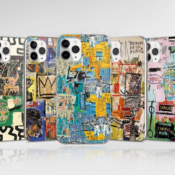 Basquiat Art Phone Case Cover passend für iPhone 15 Pro Max, 14, 13, 12, 11, XR, 8+, 7 & Samsung S23, S22, A14, A54