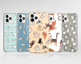 Cute Cat Phone Case Kitty Case Cover fit for iPhone 17 Pro Max, 16e, 15, 14, 12 & Samsung S25 Ultra, S24 FE, A56, Pixel 9 Pro 8