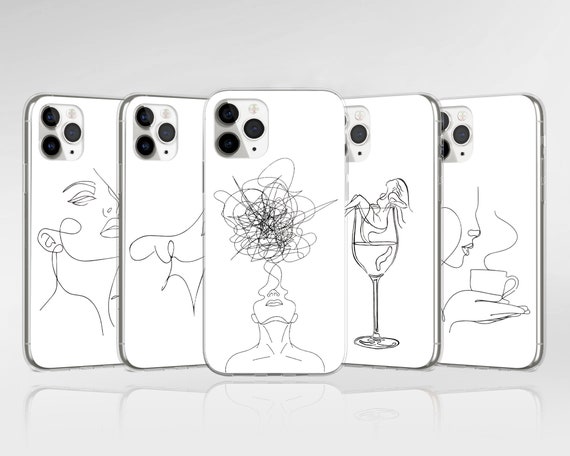 Women One Line Art Phone Case Art Drawing Cover fit for iPhone 17 Pro Max, 16e, 15, 14, 12 & Samsung S25 Ultra, S24 FE, A56, Pixel 9 Pro 8