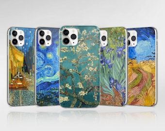 Custodia per telefono con dipinto iconico di Vincent Van Gogh, adatta per iPhone 17 Pro Max, 16e, 15, 14, 12 e Samsung S25 Ultra, S24 FE, A56, Pixel 10
