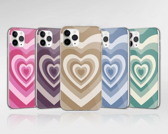 Love Heart Phone Case Heart Aesthetic Cover adapté pour iPhone 15 Pro Max, 14, 13, 12, 11, XR, 8+, 7 et Samsung S23, S22, A14, A54