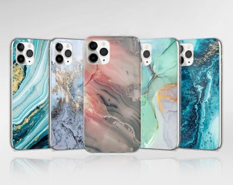 Färgglatt marmorerat telefonskal estetiskt fodral passar iPhone 17 Pro Max, 16e, 15, 14, 12 & Samsung S25 Ultra, S24 FE, A56, Pixel 9 Pro 8