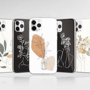 Line Art Phone Case Minimalistic Cover fit for iPhone 17 Pro Max, 16e, 15, 14, 12 & Samsung S25 Ultra, S24 FE, A56, Pixel 9 Pro 8
