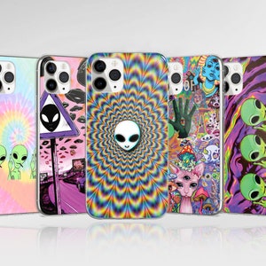 Trippy Psychedelic Phone Case Alien Cover fit for iPhone 16 Pro Max 15 14 13 12 11 XS Plus Samsung S25 S24 A55 A54 Pixel 9 Pro 8
