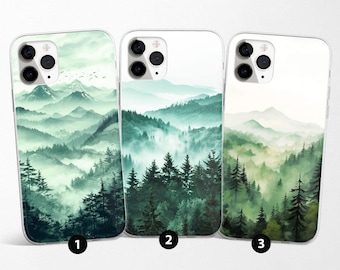Funda para teléfono con diseño de paisaje de montañas y arte forestal, compatible con iPhone 17 Pro Max, 16e, 15, 14, 12 y Samsung S25 Ultra, S24 FE, A56, Pixel 9 Pro 8