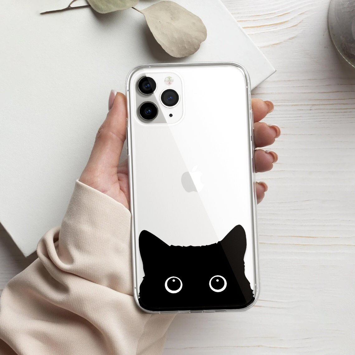 Cute Curious Black Cat Phone Case Clear Case Cover Fit for Etsy UK