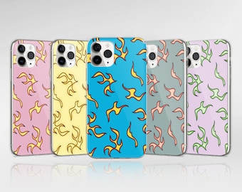 Flames Phone Case Ashtheic Fire Cover adapté pour iPhone 15 Pro Max, 14, 13, 12, 11, XR, 8+, 7 et Samsung S23, S22, A14, A54