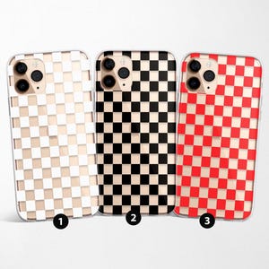 Clear Checkered Phone Case Transparent Checkerboard Pattern Cover fit for iPhone 16 Pro Max 15 14 13 12 11 XS Plus Samsung S25 S24 A55 A54