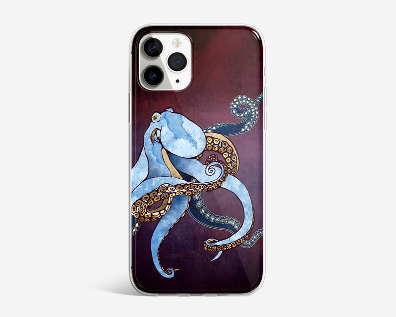 Octopus Phone Case Sea Animals Cover fit for iPhone 14 Pro, 13, 12, 11, XR, 8+, 7 & Samsung S23, S22, A53, A51, Huawei P20, P30 Lite