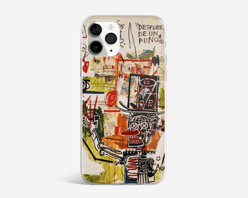 Basquiat Art Phone Case Abstract Cover adapté pour iPhone 15 Pro Max, 14, 13, 12, 11, XR, 8, 7 et Samsung S23, S22, A14, A54 4