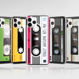Funda de teléfono con cinta de casete de los años 90, estilo retro vintage, compatible con iPhone 16 Pro Max 15 14 13 12 11 XS Plus Samsung S25 S24 A55 A54 Pixel 9 Pro 8