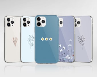 Cute Flowers Phone Case Minimalist Cover fit for iPhone 16 Pro Max 15 14 13 12 11 XS Plus Samsung S25 S24 A55 A54 Pixel 9 Pro 8