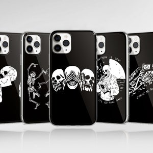 Skeleton Phone Case Skull Cover fit for iPhone 16 Pro Max 15 14 13 12 11 XS Plus Samsung S25 S24 A55 A54 Pixel 9 Pro 8