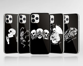 Skeleton Phone Case Skull Cover fit for iPhone 17 Pro Max, 16e, 15, 14, 12 & Samsung S25 Ultra, S24 FE, A56, Pixel 9 Pro 8