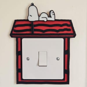 Dog on House Lightswitch Cover | Cartoon Puppy Esnupi | Custom Lights Cover Surrounding DIY Decorative Surround | Kids Bedroom Decor
