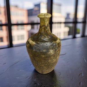 Unique Tamegroute Vase 40 cm | Handmade Moroccan Ceramic Vase | Yellow & Black Glazed Pottery | Rustic Artisan Decor | One-of-a-Kind Stateme