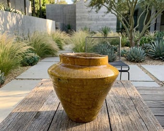 Yellow Tamegroute Vase – Handmade Moroccan Pottery – Rustic Ceramic Vase – Boho Home Decor – Wabi Sabi Unique Vase