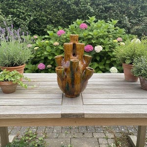 Large chandelier in Tamegroute ceramic – Bougeoir artisanal marocain – Pièce unique – Décoration authentique – Fait main