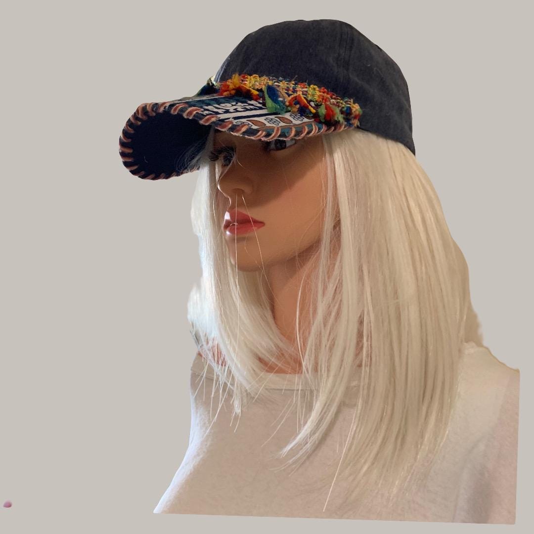 Fringe Cap Fabric and Fringe Embellished Baseball Cap. Colorful and Fun! - Etsy