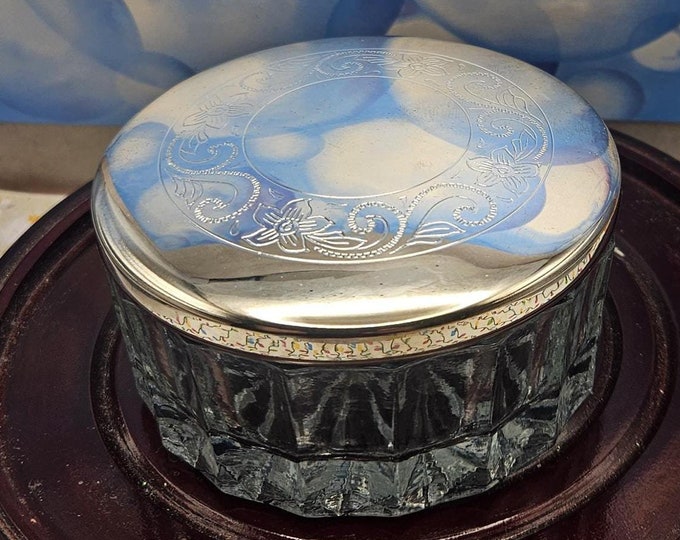 Vintage Silver Plate And Crystal Jewelry box (new) A2/24
