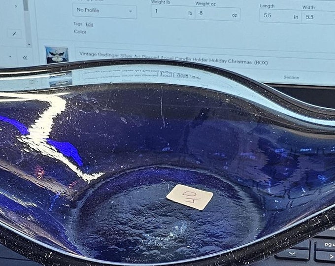 Vintage Scandinavian Glass Bowl in Mid Century Blue - Charming Table Centerpiece