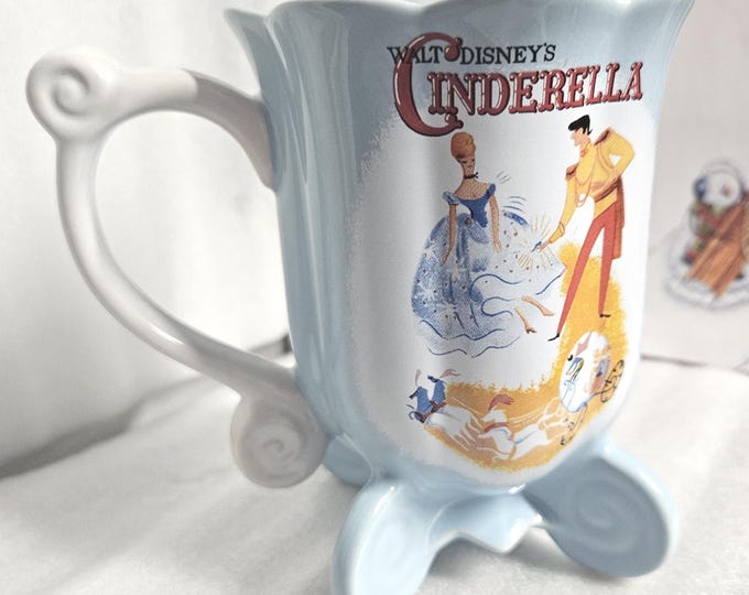 Disney Cinderella and Prince Charming Glass Slipper Footed Coffee Mug C5/29