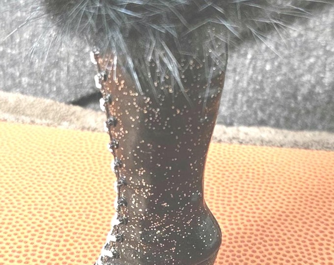Black and White tall laced ladys boot ornament A5/31