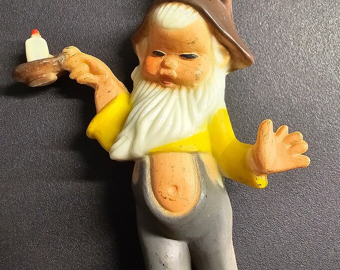 Gnome Ornament, Hong Kong Made Plastic Vintage Christmas, Gnome Ornament, Unbreakable F2/11