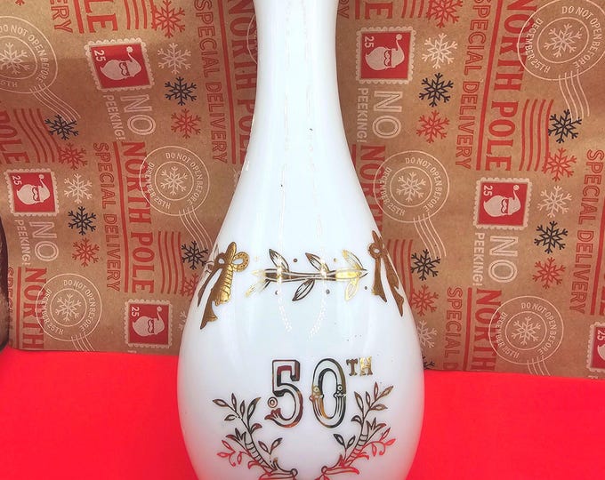 Lefton China Bud Vase #8050, 50th Anniversary, 7-1/4 inches, made in Japan, hand-painted.  B9/20.