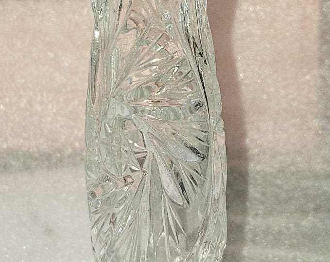 Vintage 1970 D’Arques Durand Masquerade 5” Bud vase Clear Hand cut Blown Crystal A2/34