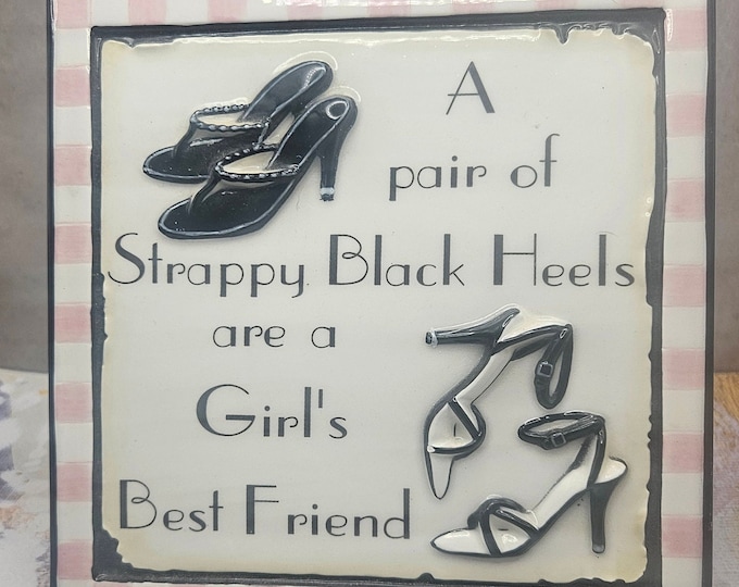 A pair of strappy black heels are a girls bestfriend Framed art A8/15