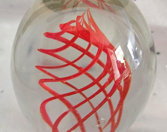 Vintage Rare Murano Italy Red Swirl Glass Paperweight A8/45