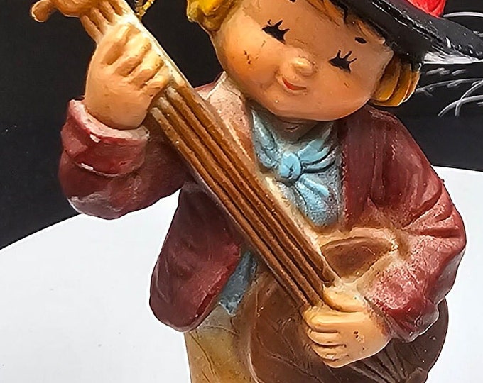 Vintage boy with banjo Christmas ornament F2/14