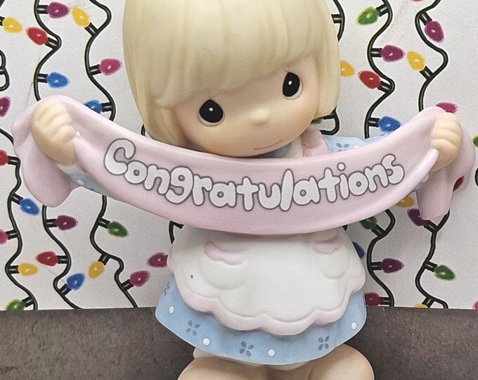 Vintage Enesco Precious Moments It’s a Banner Day Congratulations, Little Girl Figurine 2000 Box 4
