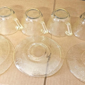 Hazel Atlas Florentiner Gelb Mohn Depression Glas Teetassen und Untertassen - Set mit 5 A6 / 18