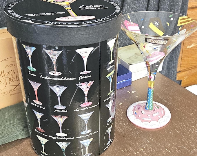 Brand new, still in the box: Lolita Martini Glass "Birthday Cake." D1/4