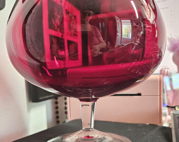 Vintage Empoli Large Ruby Red Brandy Sniffer B8/3