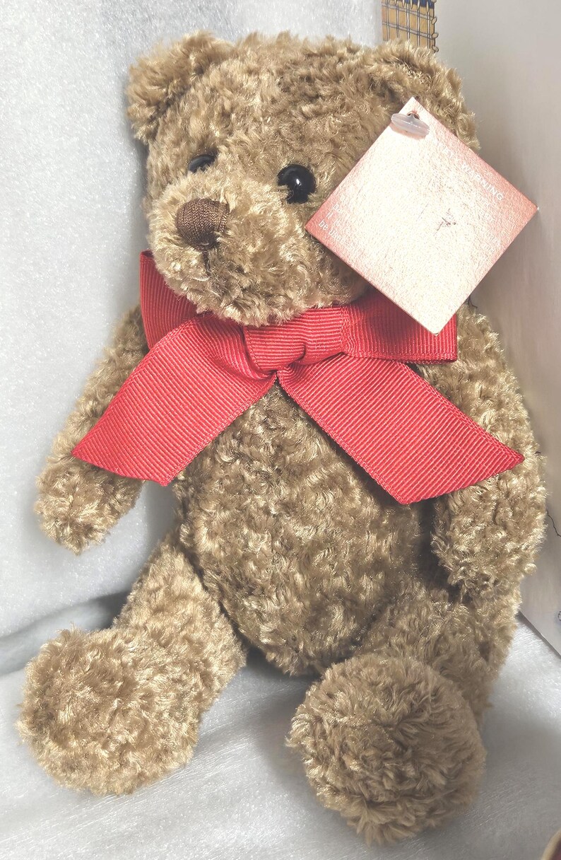 Vintage Lenox Stuffed Teddy Bear, Brown Plush With Red Bow - Etsy Canada