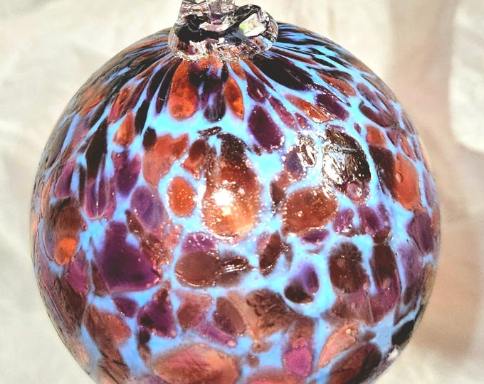 Vintage Kitras Art Glass Calico Ball Ornament F/9