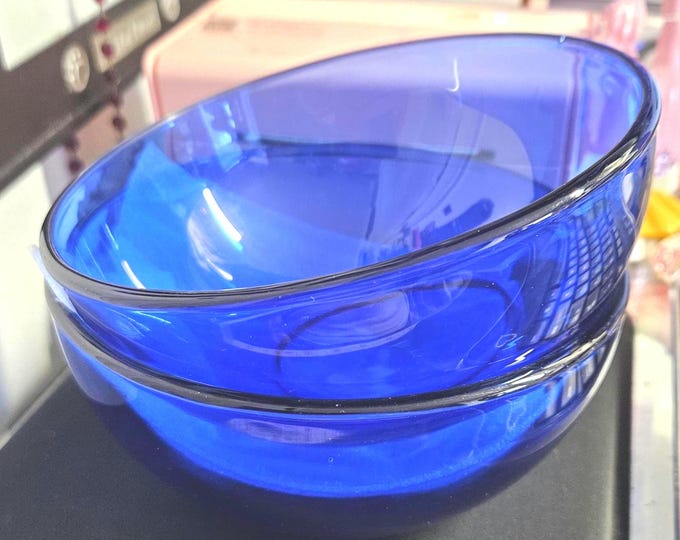 Set of 2 cobalt Blue Mexican Forte Crista 6" bowls F5/10